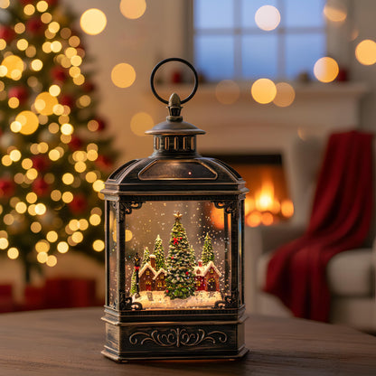 Christmas Snow Globe Swirling Glittering Nativity Scene with Music, USB Lined/Battery Operated Lighted Water Lantern for Christmas Festival Decoration Gifts