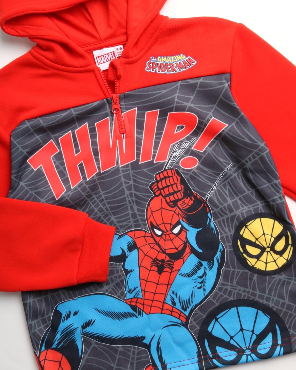 Marvel Boys Spiderman Hoodie - Captain America Spidey Iron Man Hulk Quarter Zip Sweatshirt Graphic Hoodies for Toddler & Kid