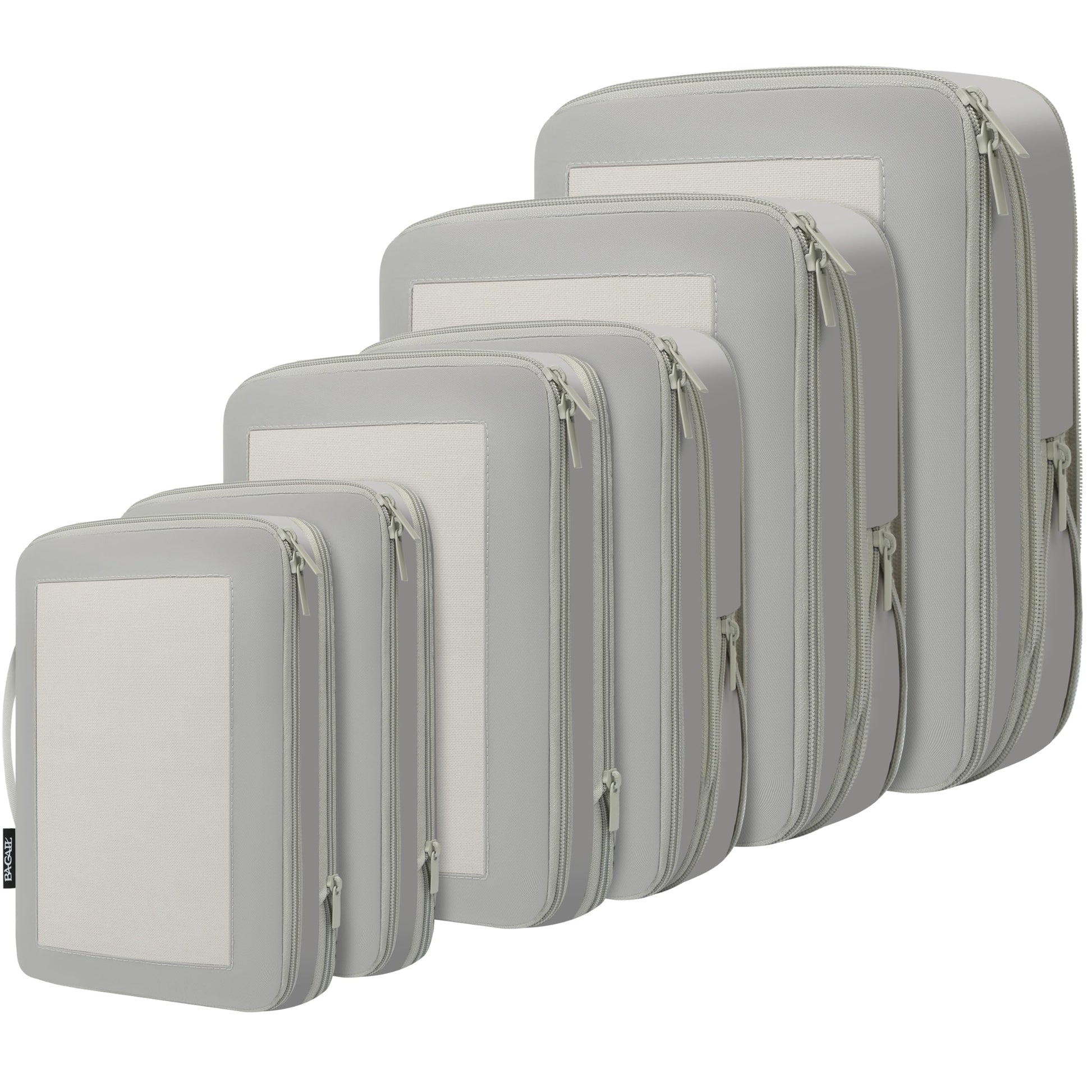 BAGAIL 4 Set/6 Set/8 Set Compression Packing Cubes Travel Accessories Expandable Packing Organizers (Half Mesh, 6-Black)