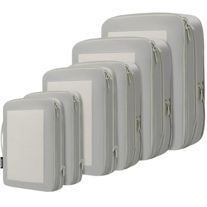 BAGAIL 4 Set/6 Set/8 Set Compression Packing Cubes Travel Accessories Expandable Packing Organizers (Half Mesh, 6-Black)