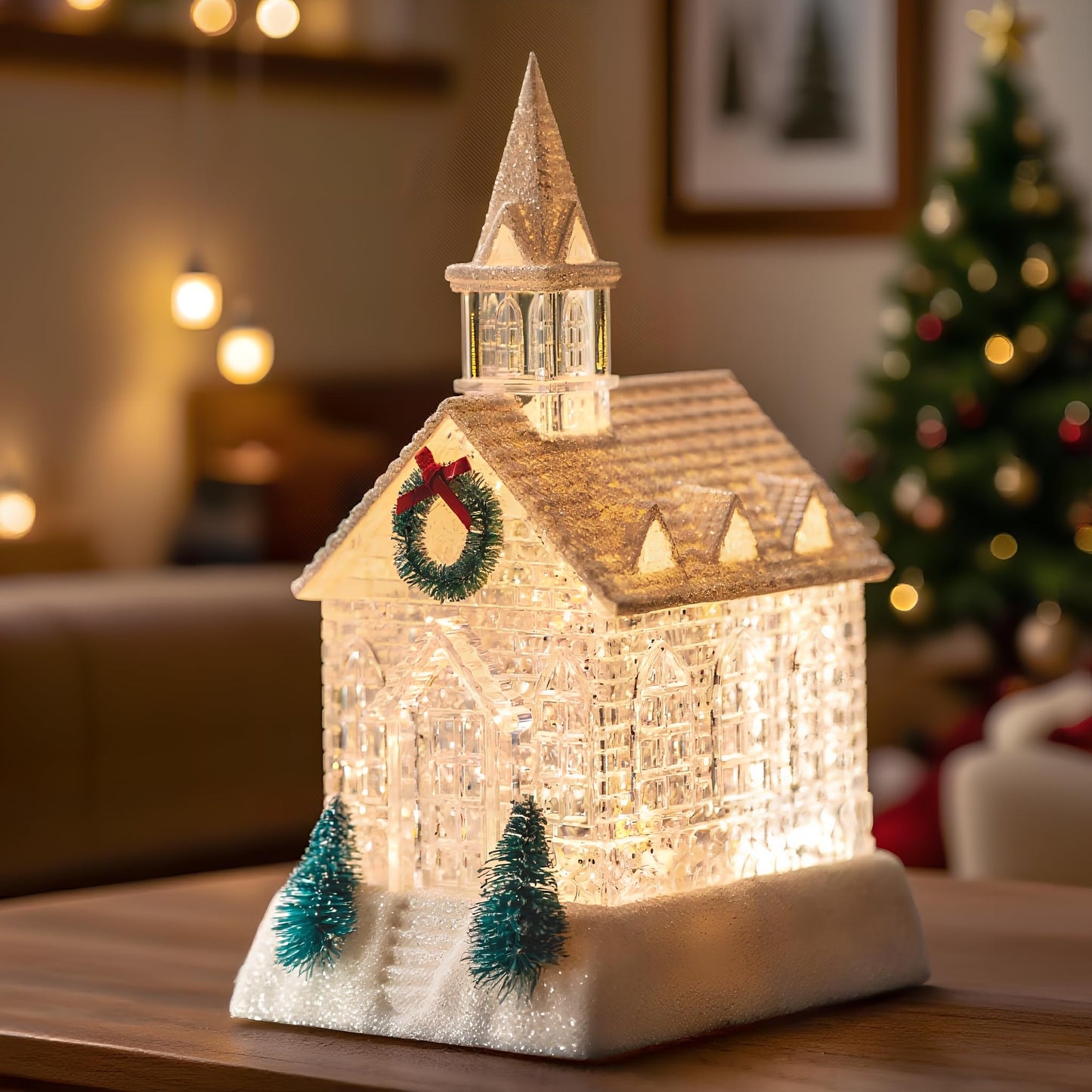 Christmas Snow Globe Swirling Glittering Nativity Scene with Music, USB Lined/Battery Operated Lighted Water Lantern for Christmas Festival Decoration Gifts