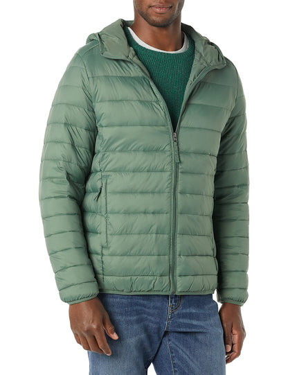 Amazon Essentials Men's Lightweight Water-Resistant Packable Hooded Puffer Jacket