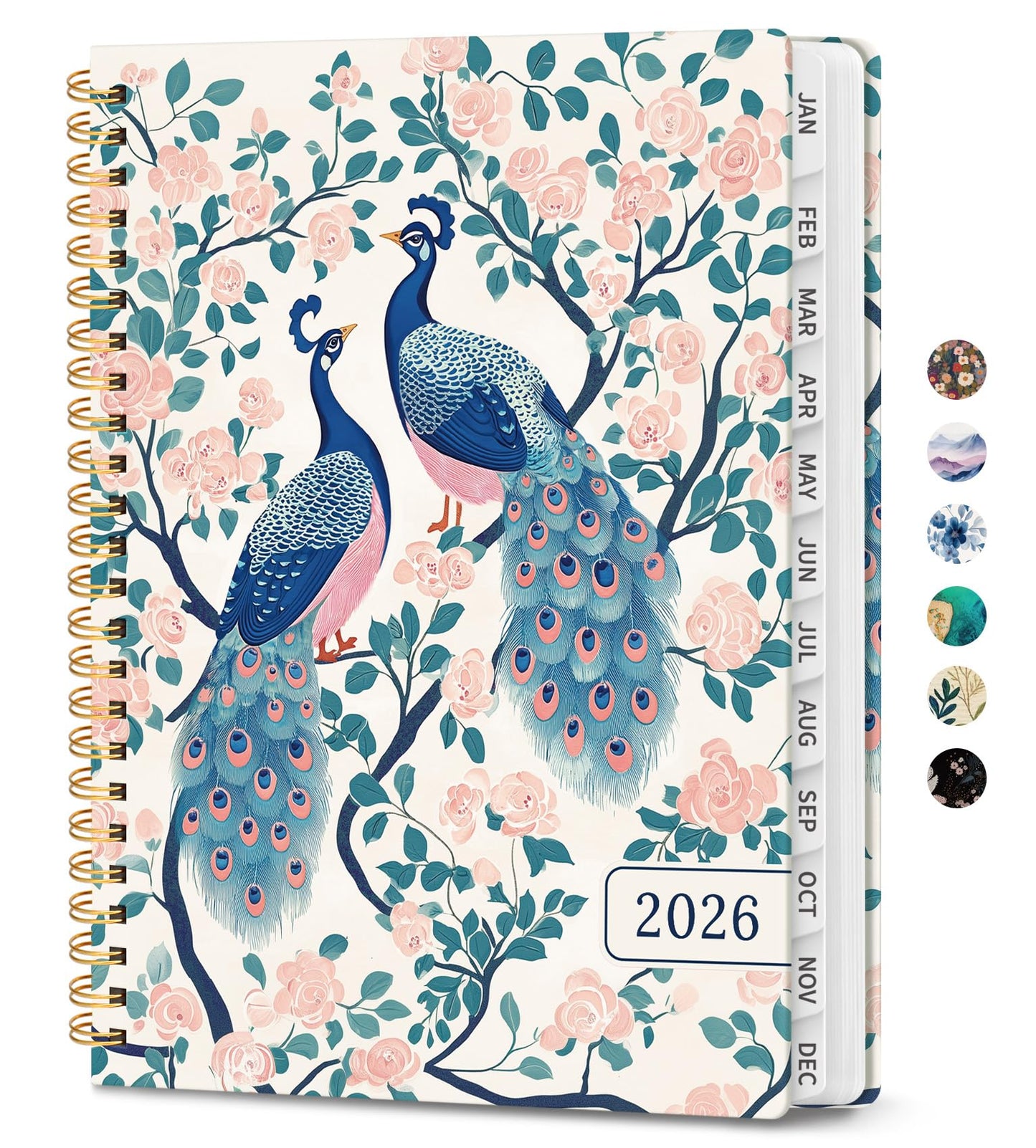 Hardcover 2026 Planner, Weekly and Monthly Calendar, Jan - Dec 2026 Planner Book with Tabs for Women, Inner Pocket, Spiral Bound, Perfect for Office/Home/School Supplies, Petals, A5, 6.3" x 8.5"