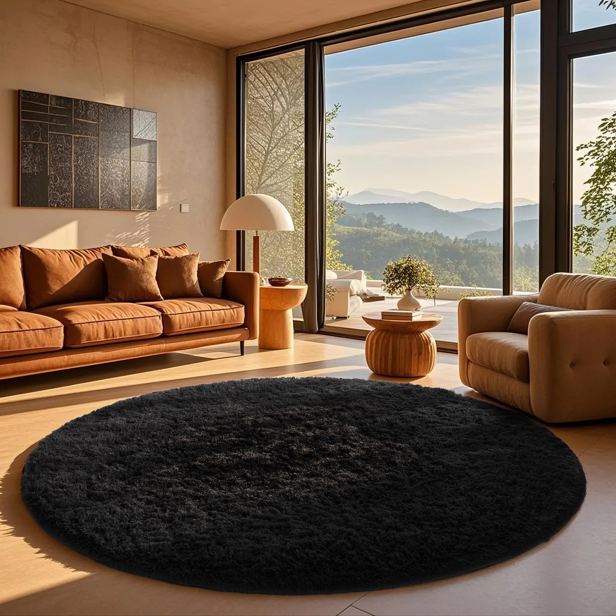 Ophanie Area Rugs for Bedroom Living Room, Grey Fluffy Fuzzy Shag Shaggy Soft Plush Carpet, 4x6 Indoor Floor Gray Rug for Kids Home Dorm Decor Aesthetic