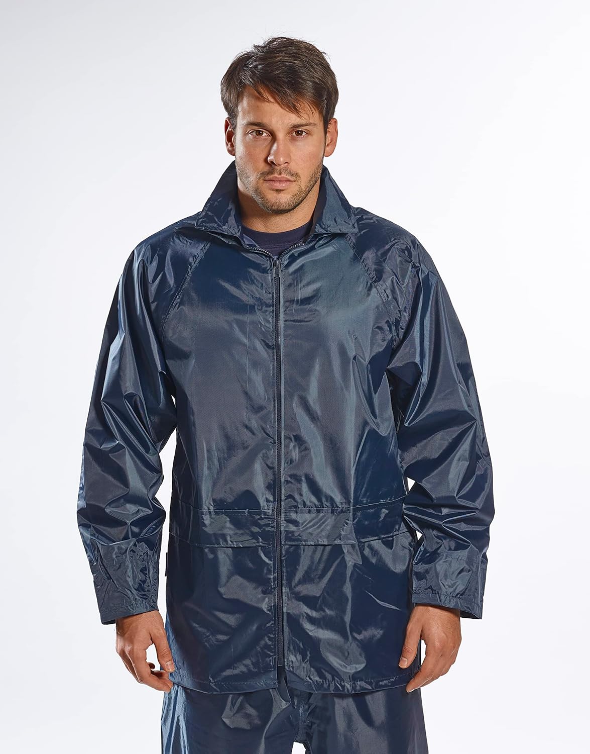 Portwest Classic Rain Jacket Waterproof Work Wear Coat Multi Pockets Outdoor Durable, Navy, X Large