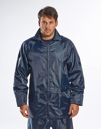 Portwest Classic Rain Jacket Waterproof Work Wear Coat Multi Pockets Outdoor Durable, Navy, X Large