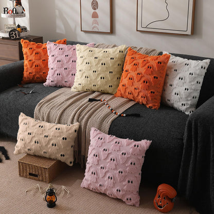DFXSZ Halloween Pillow Covers 12x20 inch Ghost Decor Beige Halloween Lumbar Pillow Covers Decorative for Halloween Home Decor for Sofa 095B