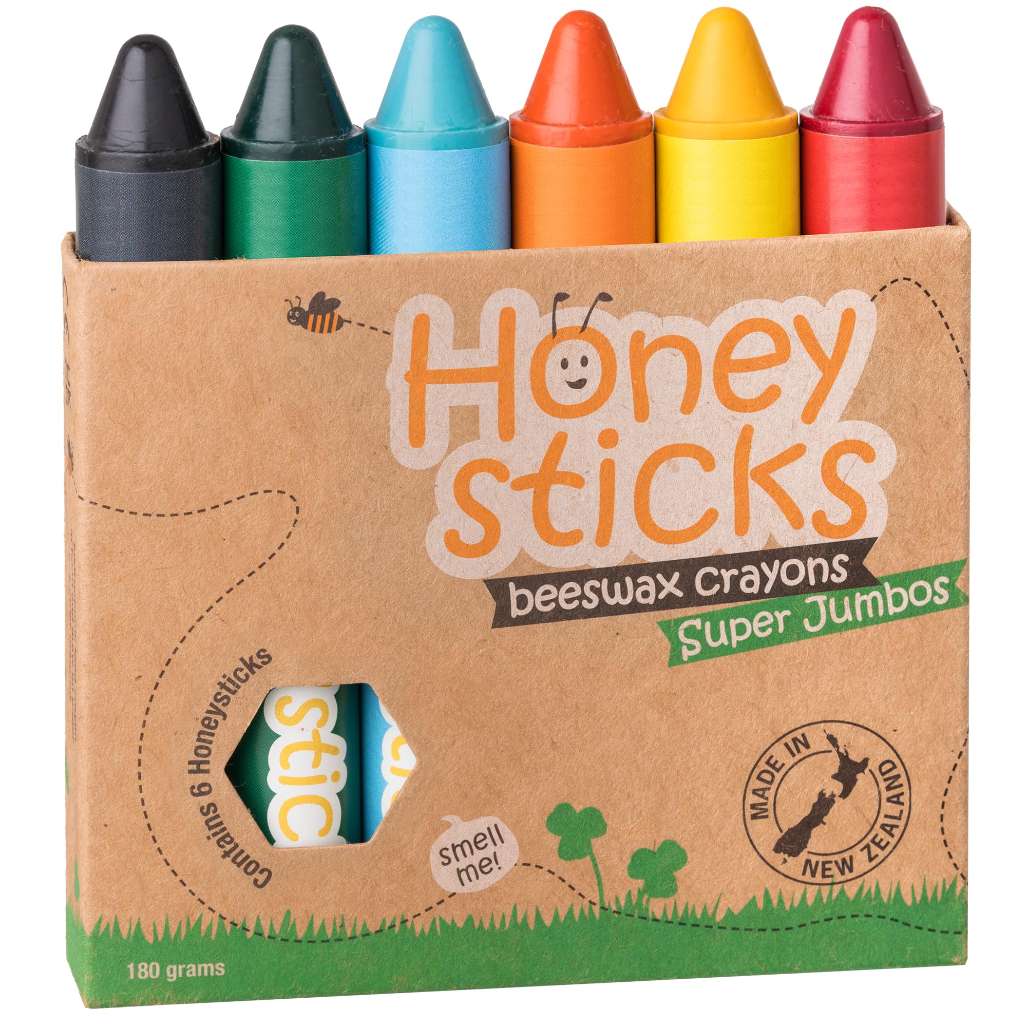 Honeysticks Super Jumbo Crayons (12 Pack) - Non Toxic Crayons for Kids - 100% Pure Beeswax and Food Grade Colors - For Toddlers 1-3, Unbreakable, Extra Large, Easy to Hold and Use, Eco-Friendly