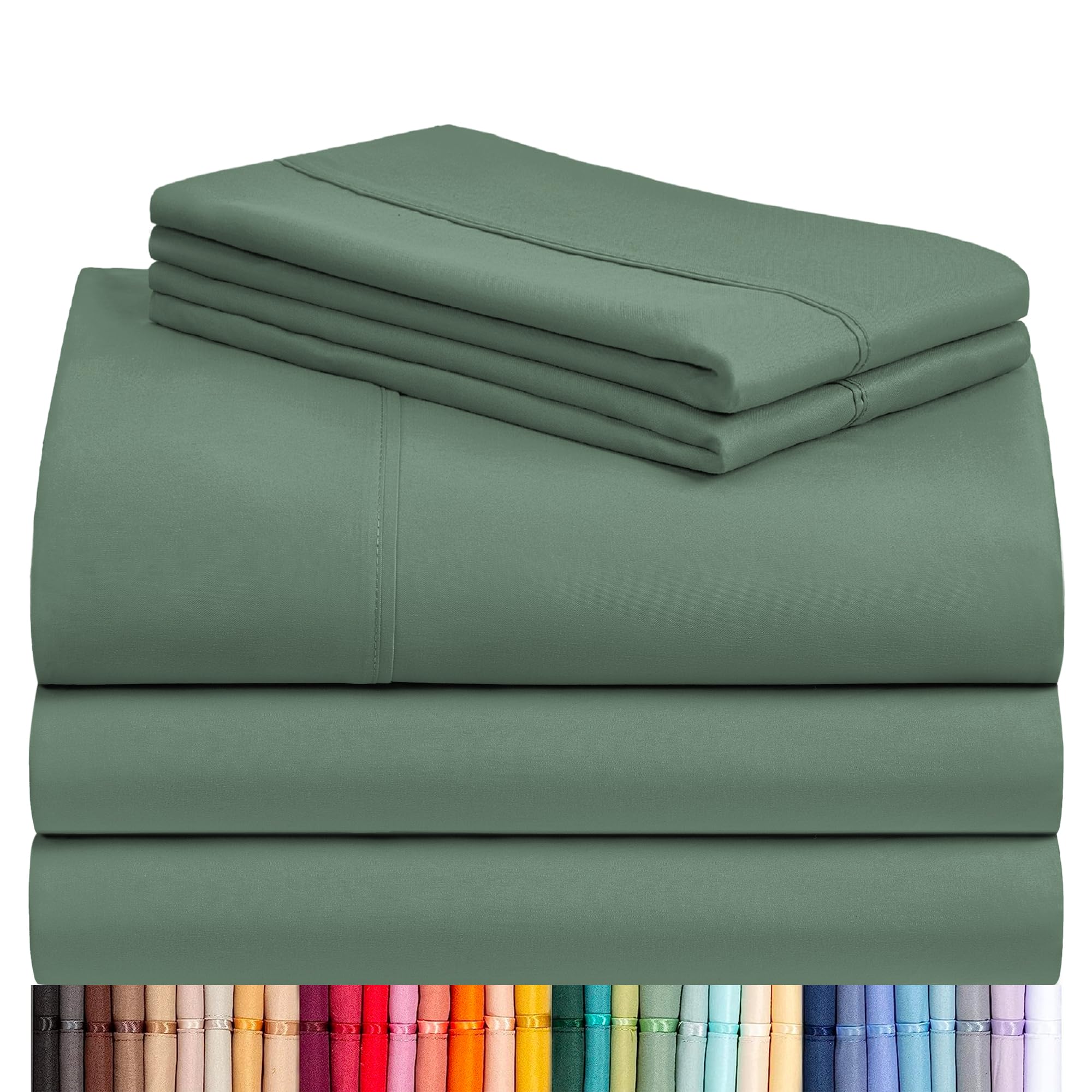 LuxClub 4 PC Queen Sheet Set, Breathable Luxury Bed Sheets, Deep Pockets Wrinkle Free Cooling Sheets Machine Washable Hotel Bedding Silky Soft - Teal Queen