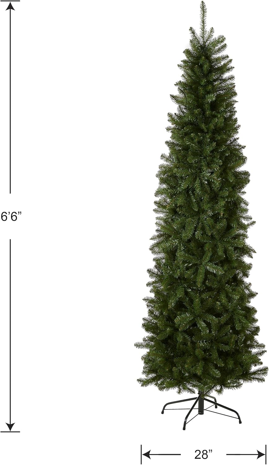 National Tree Company 6.5 ft Unlit Kingswood Fir Slim Artificial Christmas Tree, 719 Tips, Includes Stand, Green