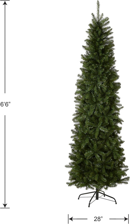 National Tree Company 6.5 ft Unlit Kingswood Fir Slim Artificial Christmas Tree, 719 Tips, Includes Stand, Green