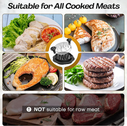 10" Pro Chicken Shredder Tool Twist Large for Kitchen, BPA-Free Food-Safe Meat Grinder, Visible Chicken Breast Meat Shredder with Strong Anti-Slip Bottom & Ergonomic Handle, Black