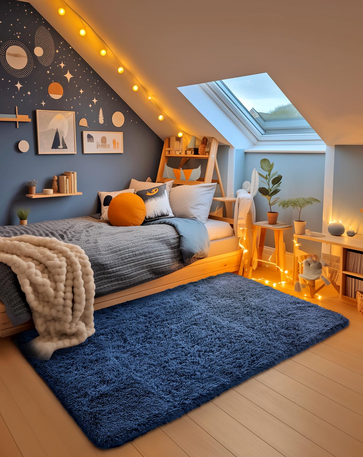 Ophanie Area Rugs for Bedroom Living Room, Grey Fluffy Fuzzy Shag Shaggy Soft Plush Carpet, 4x6 Indoor Floor Gray Rug for Kids Home Dorm Decor Aesthetic