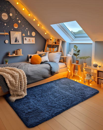 Ophanie Area Rugs for Bedroom Living Room, Grey Fluffy Fuzzy Shag Shaggy Soft Plush Carpet, 4x6 Indoor Floor Gray Rug for Kids Home Dorm Decor Aesthetic