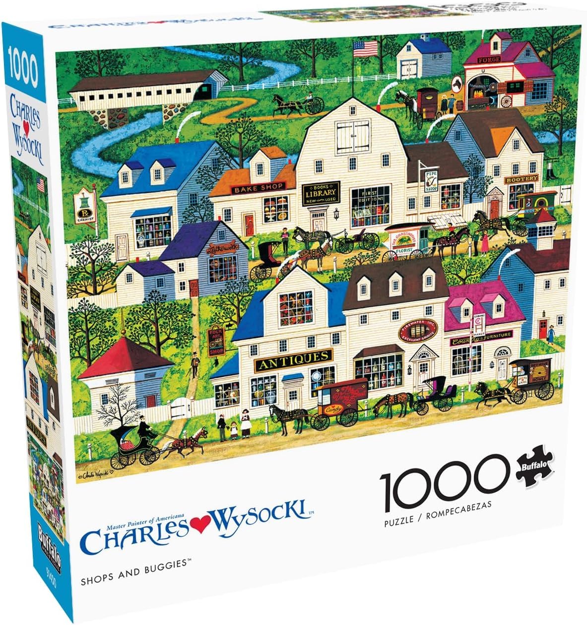 Buffalo Games – Charles Wysocki - Whistle Stop Christmas- 1000 Piece Holiday Jigsaw Puzzle - Festive Puzzles for Adults – Precision-Cut Pieces, Winter Artwork, Hours of Relaxing Fun