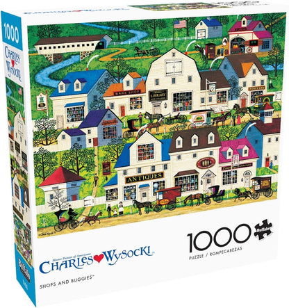 Buffalo Games – Charles Wysocki - Whistle Stop Christmas- 1000 Piece Holiday Jigsaw Puzzle - Festive Puzzles for Adults – Precision-Cut Pieces, Winter Artwork, Hours of Relaxing Fun