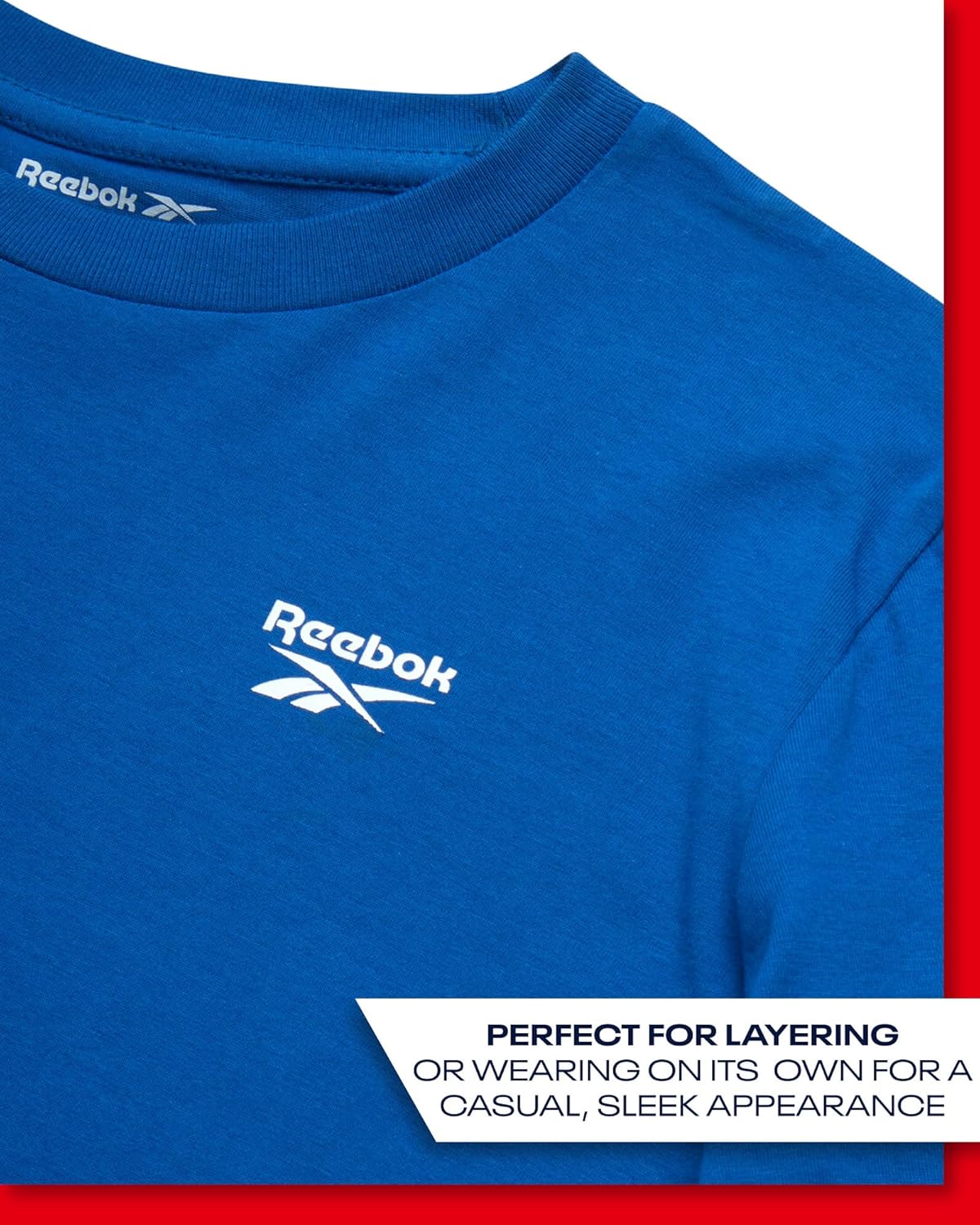Reebok Boys' Athletic Long Sleeve T-Shirt - Cotton Blend Active Workout Gym and Running Top for Boys (Sizes: 8-14)