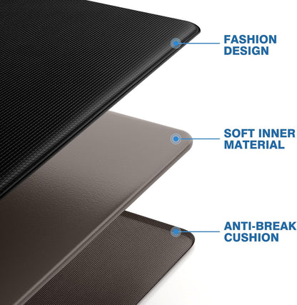 StepRite Kitchen Mats, 2PCS Kitchen Rugs, Cushioned Anti Fatigue Kitchen Mats for Floor, Non-Slip Standing Desk Mat, Waterproof Kitchen Rug Set for Kitchen, Floor, Office, 17.3"x30"+17.3"x47", Black