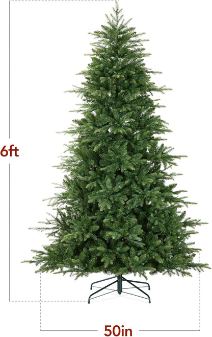 Best Choice Products Full Aspen Christmas Tree, 6ft Pre-lit Realistic Noble Fir w/ 450 Glowing Micro LED Lights, 2-in-1 White & Multicolor
