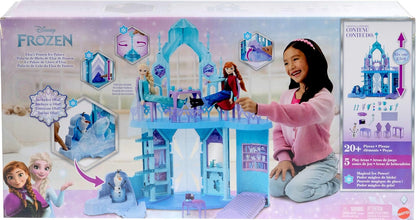 Mattel Disney Frozen Elsa Ice Castle Playset with Olaf Figure, 5 Play Areas & 21 Accessories, 2.5+ Ft Tall Elsa’s Frozen Ice Palace, Inspired by Movies