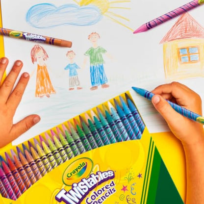 Crayola Twistables Colored Pencil Set for Kids (50ct), No Sharpen Coloring Book Pencils, Essential Classroom Supplies, Cute Back to School Gifts for Kids, 4+