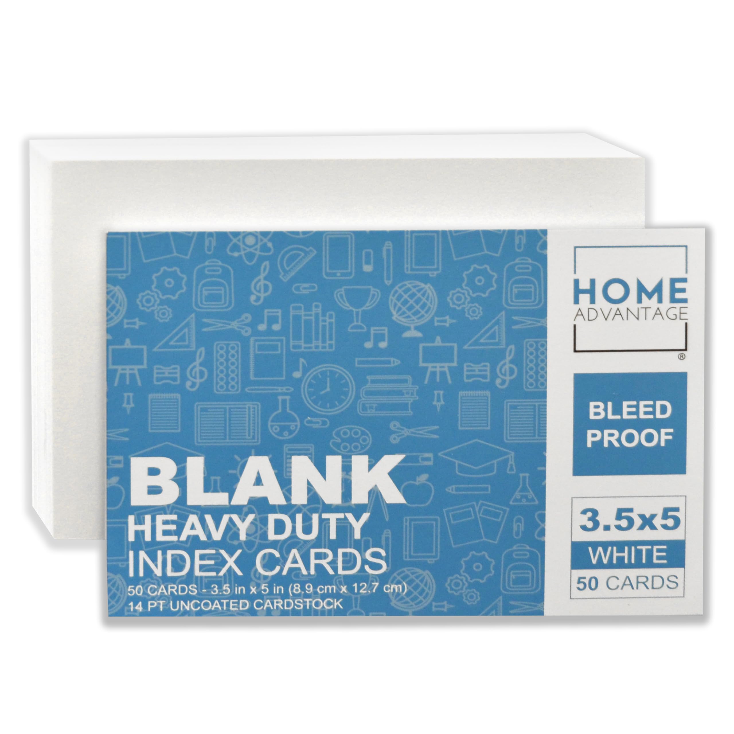 Home Advantage 4x6 Blank Index Cards - 50 Pack of Heavy Duty Bleed Proof Notecards & Flashcards