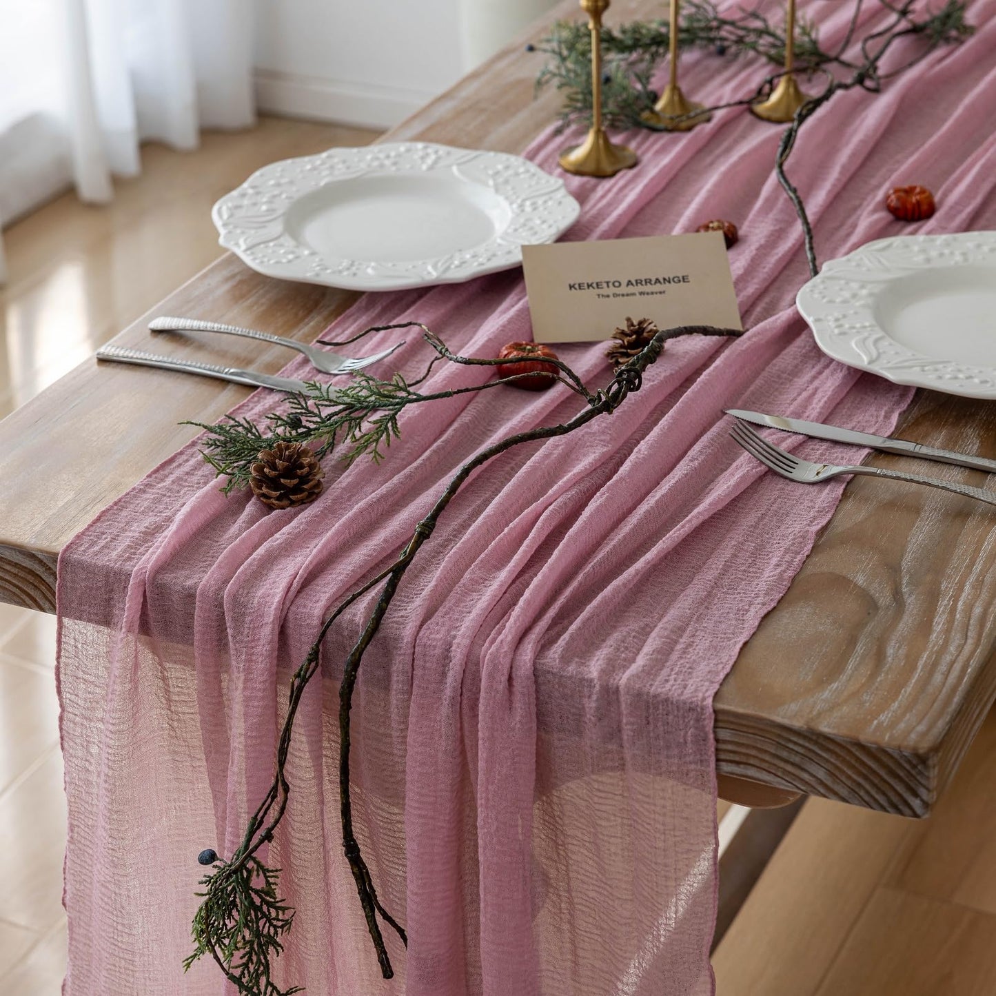 Thanksgiving Fall Table Runner Terracotta Gauze 120 Inch 10 FT Rustic Burnt Orange Sheer Cheese Cloth for Bridal Shower Friendsgiving Party Centerpiece Decor Fall Decorations for Home