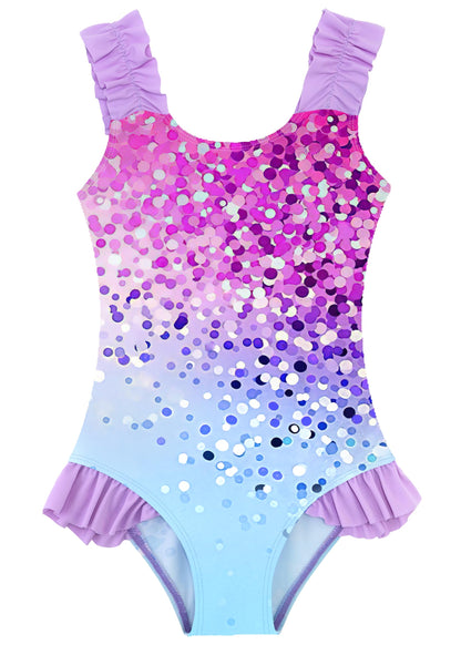 XiaoMoSha Girls One Piece Swimsuit Ruffled Straps Bathing Suits Summer Swim Suit Quick Dry Beach Swimwear for Kids 3-10 Years