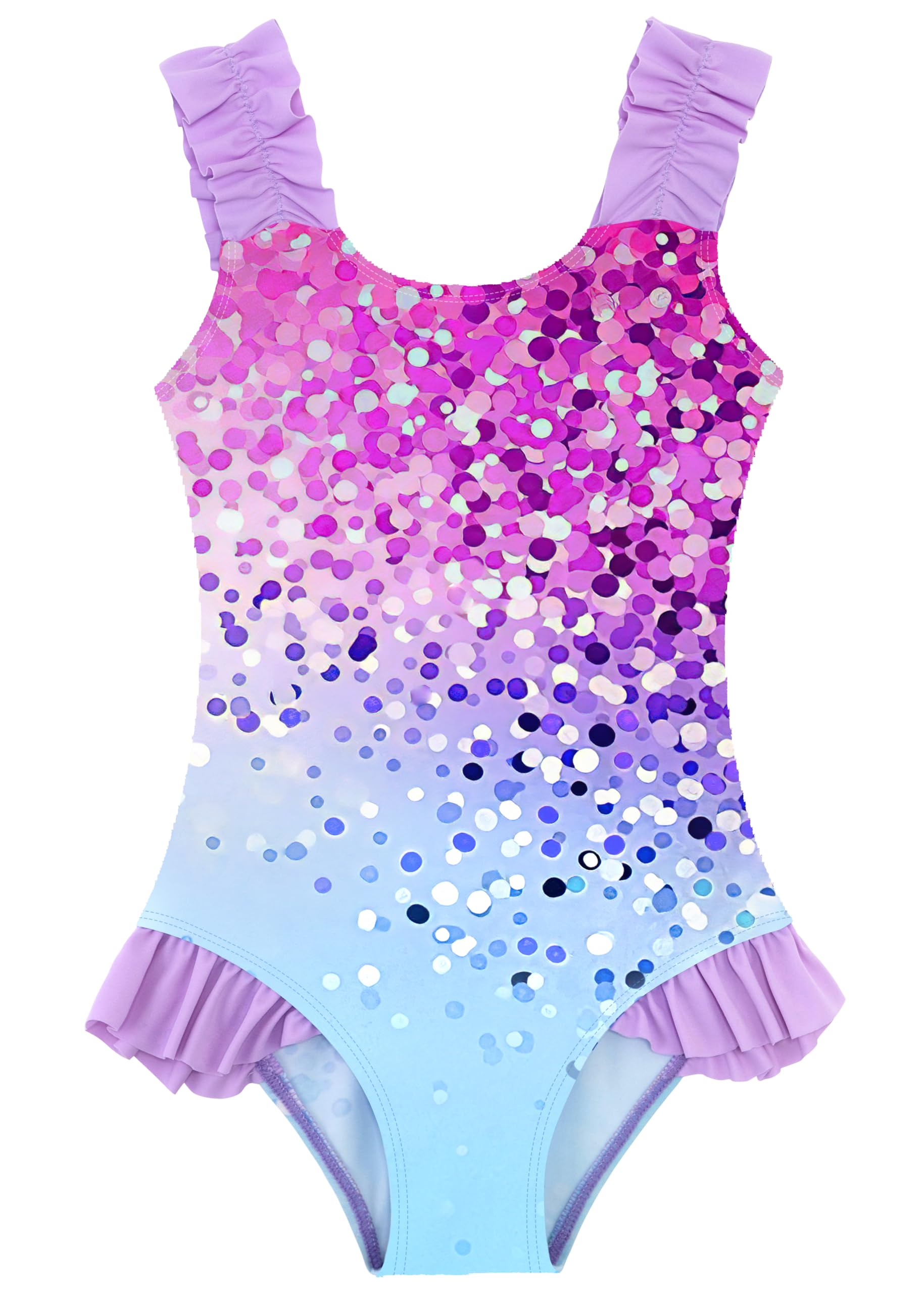 XiaoMoSha Girls One Piece Swimsuit Ruffled Straps Bathing Suits Summer Swim Suit Quick Dry Beach Swimwear for Kids 3-10 Years
