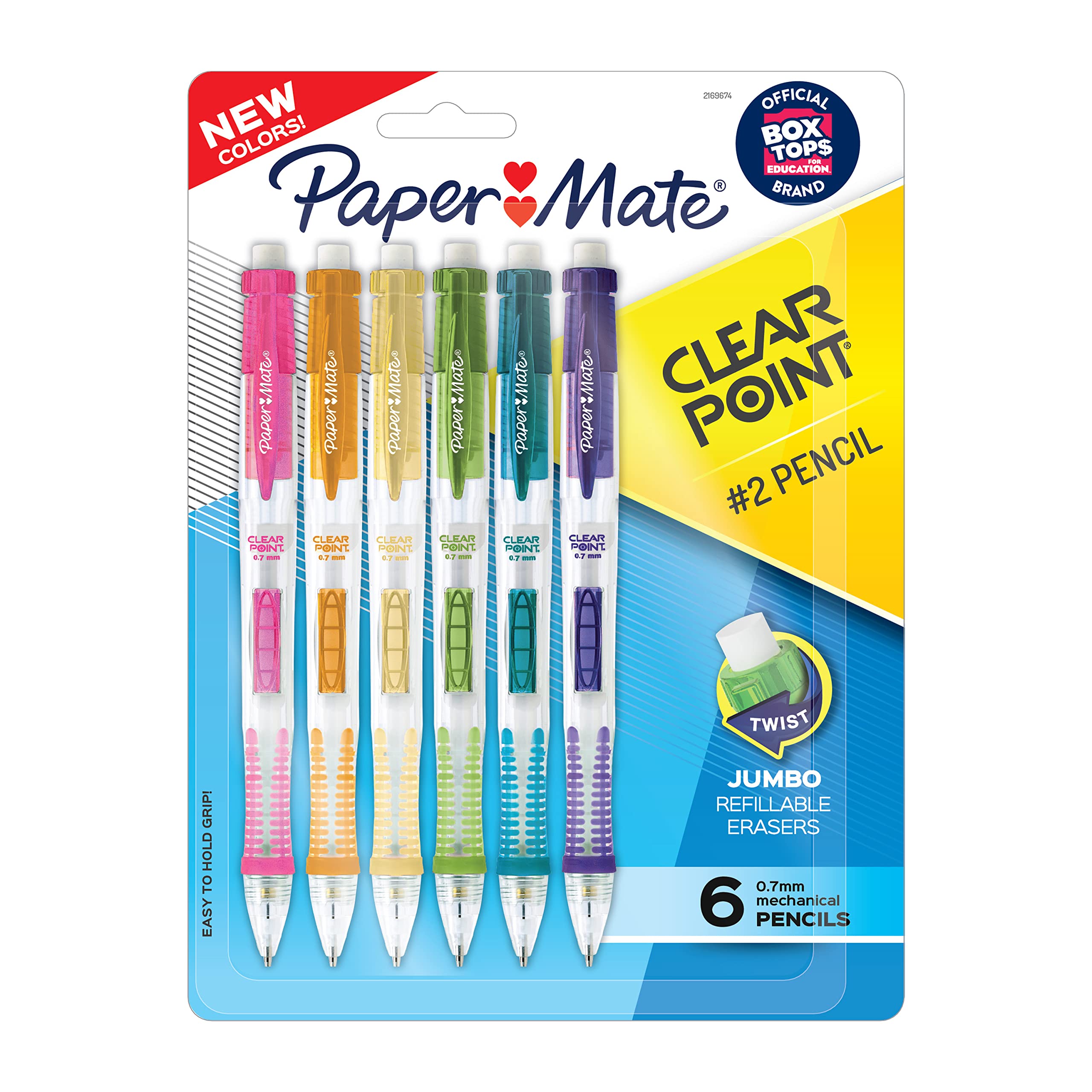 Paper Mate Clearpoint Mechanical Pencils, 0.7mm HB #2 Pencil Lead, 2 Pencils, Assorted Barrel Colors, 10 Count - Back to School,Teacher Supplies, Drawing, Sketching