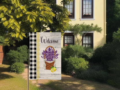 28x40 Inch Double Sided Spring Garden Flag - Seasonal Large Outdoor Yard Flags of Burlap - Welcome Spring Holiday Flags for Outdoors - Outside Decorative Banners for Yard - Welcome Flower Flag