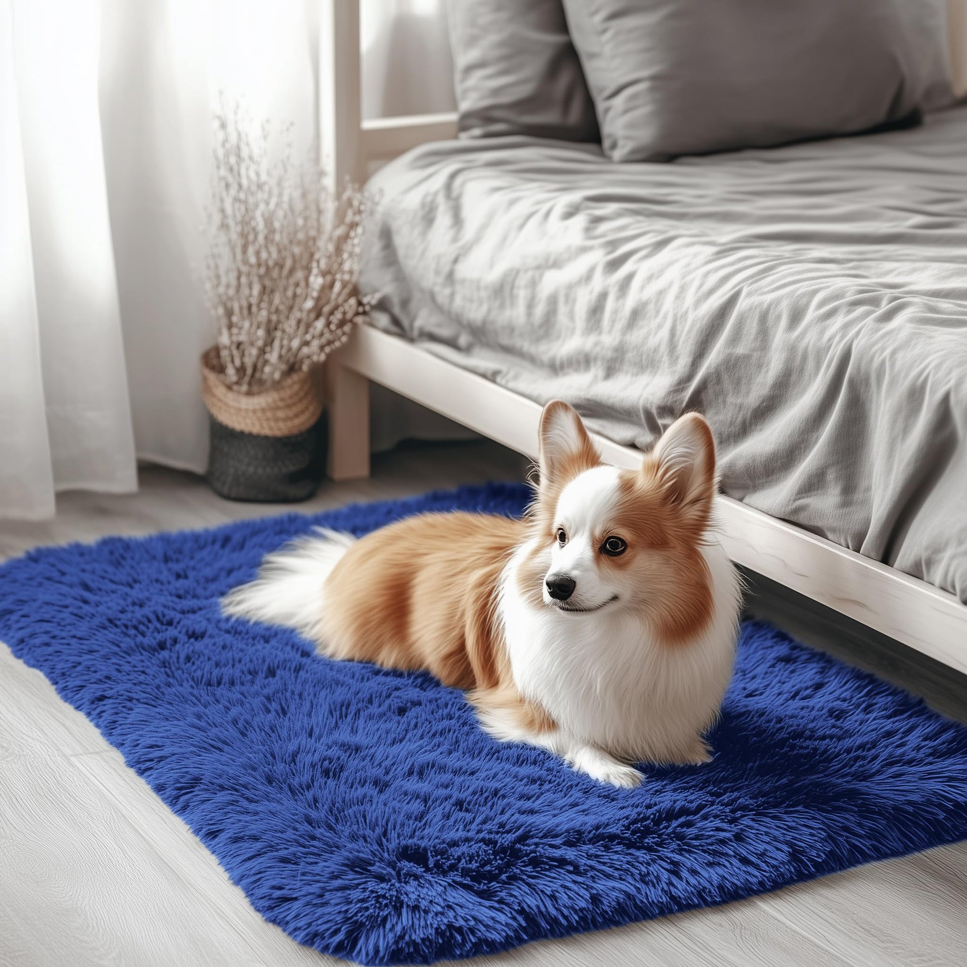 OLANLY Area Rugs for Living Room Bedroom, Machine Washable 4x5.9 ft Soft Fluffy Shaggy Bedside Rug, Indoor Floor Carpet for Kids Girls and Boys, Dorms, Nursery Rooms, Home Decor Aesthetic, Grey