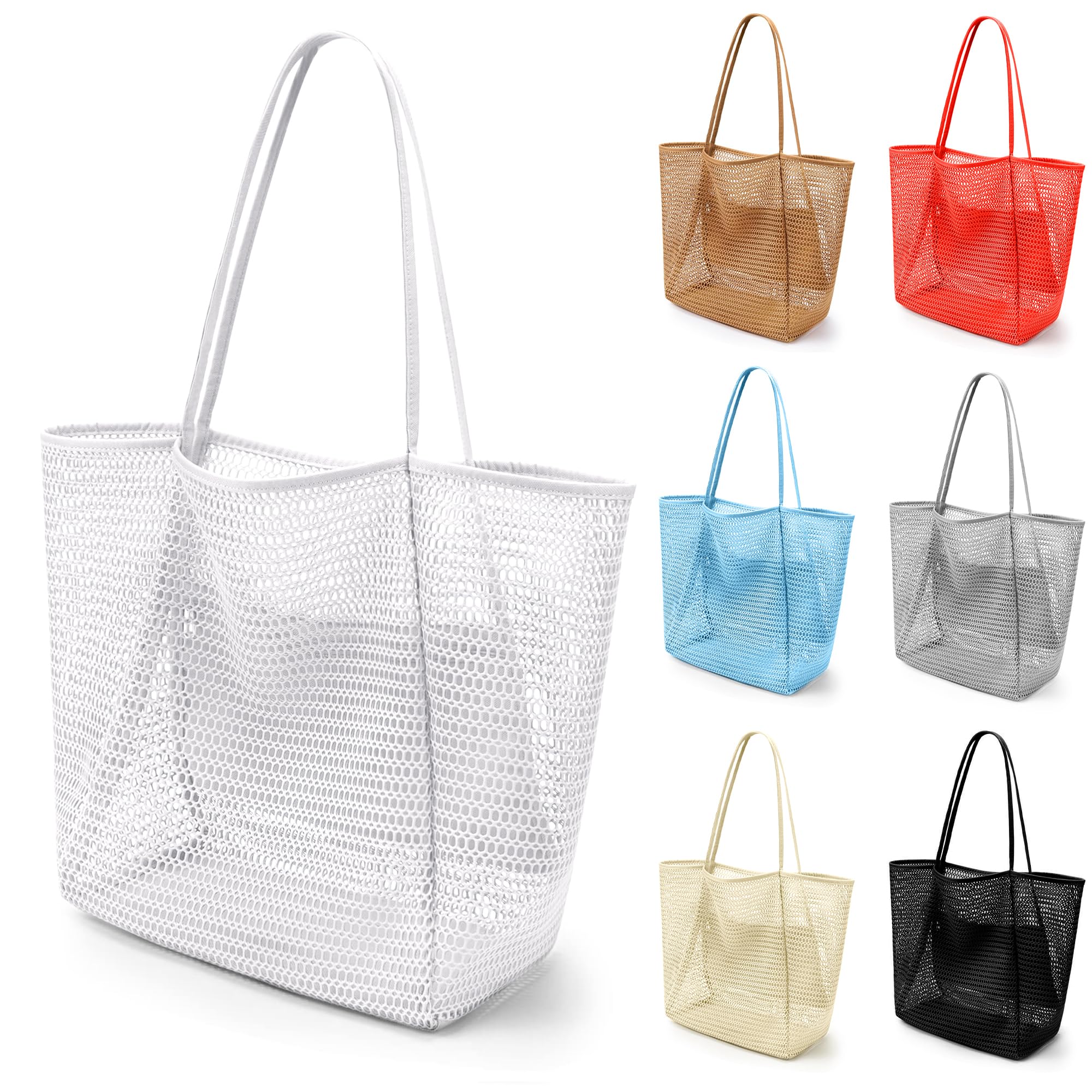 VOROLO Mesh Tote Beach Bag,Women Fairycore Hobo Bag,Shoulder Bag,Soft Summer Casual Crochet Bags