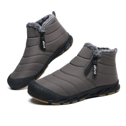 Snow Boots Mens Waterproof Winter Boots Fur Lined Warm Ankle Boots Zipper Closure Slip on Outdoor Boot Comfortable Walking Shoes