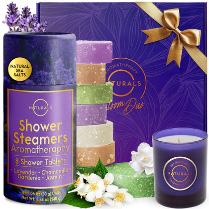 Shower Steamers Aromatherapy - Birthday Gifts for Women and Men - Shower Bombs Aromatherapy, Spa Day Essentials, Relaxation Spa Gifts - Self Care Galentines Gifts (Lavender 8 Count)