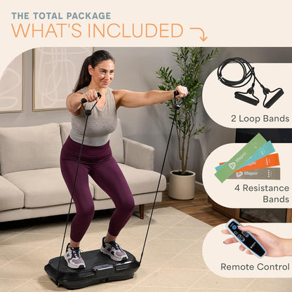 Lifepro Waver Vibration Plate Exercise Machine – High-Intensity Vibration for Muscle Activation, Full-Body Workout Vibrating Platform with Loop Bands, Fitness Equipment for Strength Toning & Fat Loss