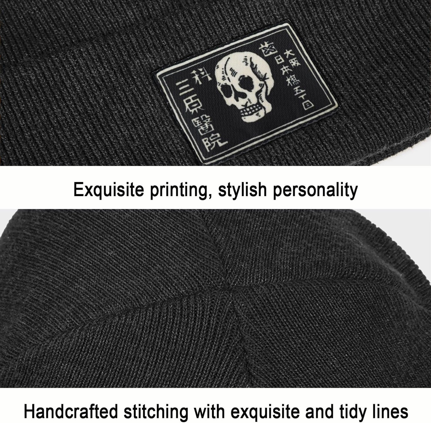 Cool Graphic Beanie for Men and Women - Black