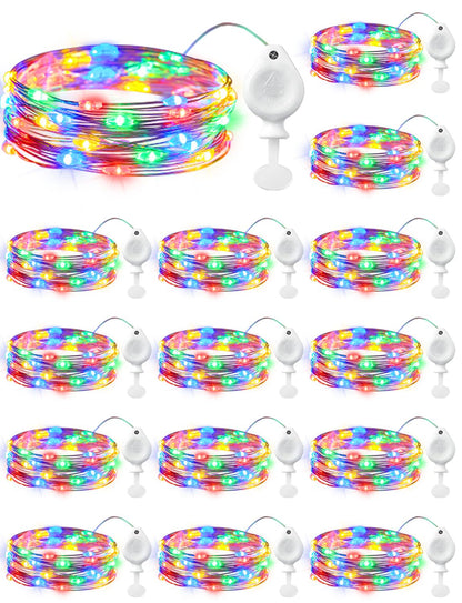 Brightown 14 Pack LED Fairy Lights Battery Operated String Lights, 7ft 20LED Waterproof Silver Wire String Lights, Firefly Starry Moon Lights for Mason Jars DIY Christmas Wedding Party Bedroom