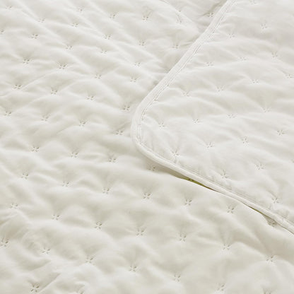 ROARINGWILD Ivory Queen Size Quilt Bedding Sets with 2 Pillow Shams, Full Cream Lightweight Soft Bedspread Coverlet, Thin Comforter Bed Cover for All Season, 3 Pieces, 90x90 inches