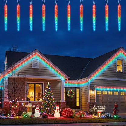 Brightown Christmas Icicle Lights Outdoor, 20ft Meteor Shower Lights with 20 Large Tube 480 LED Dropping Effect, Waterproof Icicle Indoor for Tree Patio Roof Holiday Decor, Cool White