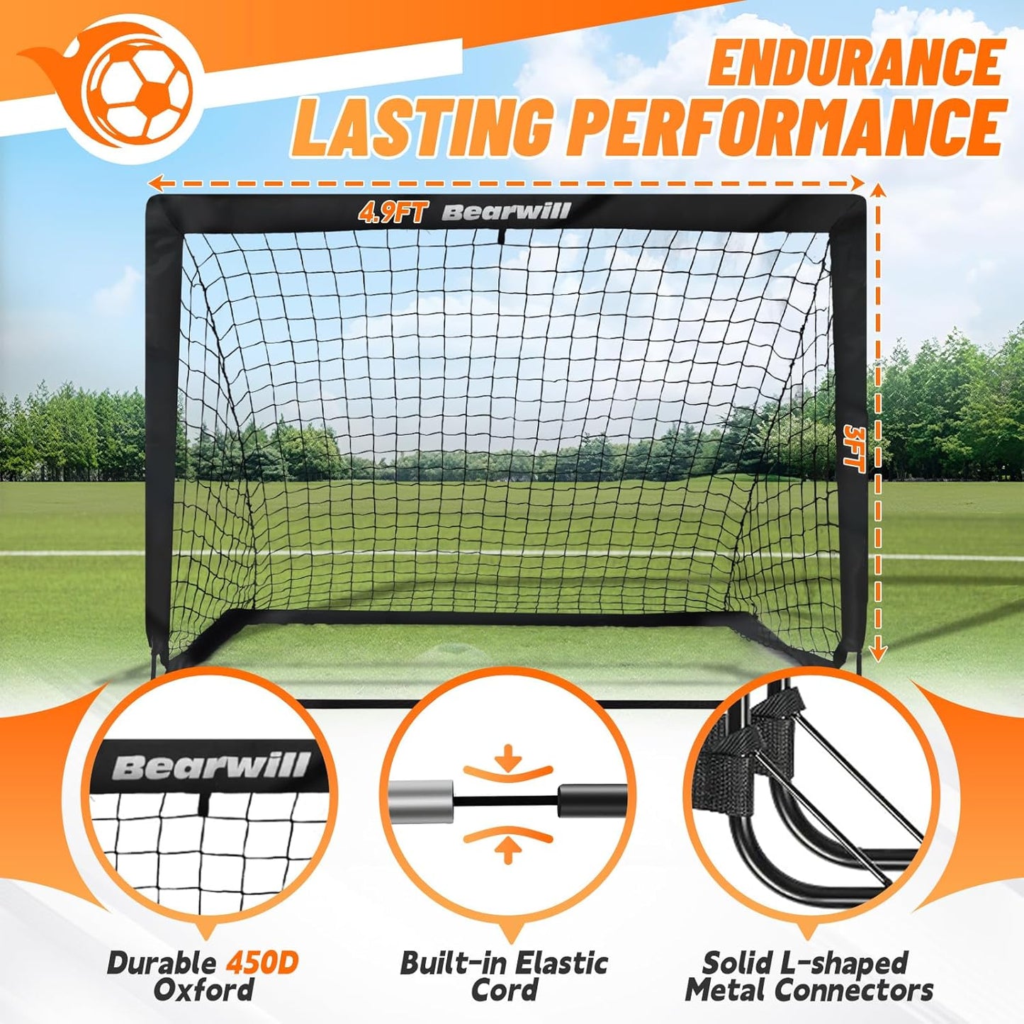 Soccer Goal, Kids Soccer Goals for Backyard Set of 2, 4x3ft Portable Soccer Goal Pop Up Soccer Net, Kids Soccer Net Training Equipment with Soccer Ball, Ladder, Cones, Targets