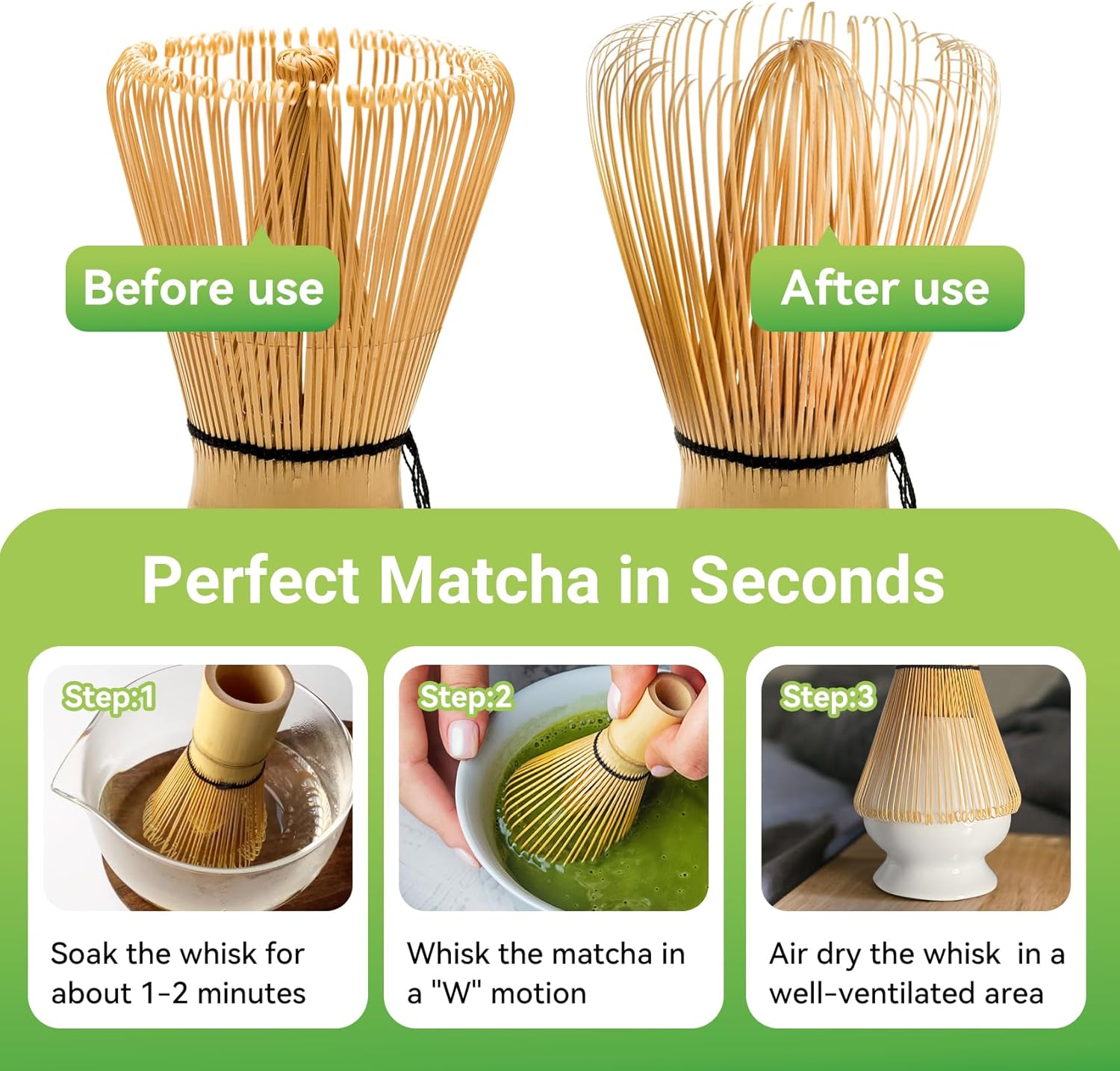 Bamboo Matcha Whisk 80/100/120 Prong, Traditional Japanese Chasen Matcha Stirrer -Authentic Japanese Bamboo Whisk For Matcha Tea (120prongs)