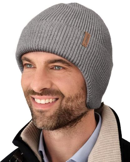 FURTALK Winter Beanie Hats with Earflap for Men Warm Fleece Line Knitted Outdoor Caps