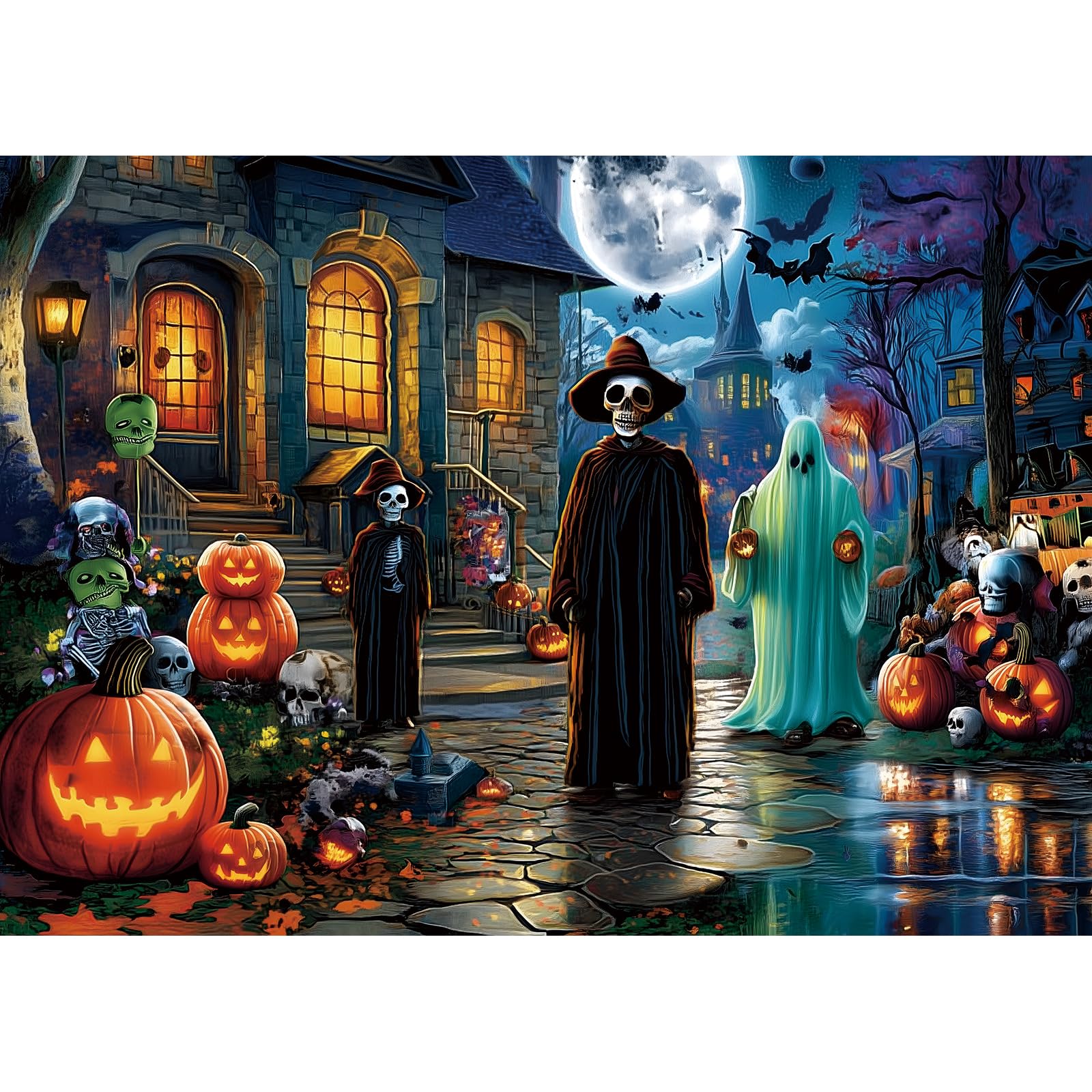 Christmas 500 Piece Jigsaw Puzzles for Adults Holiday Scene Puzzle with Letters on Back Festive Tree Stockings Fireplace Scene Fun Family Puzzles Gift for Adults Seniors（20" x 20"）
