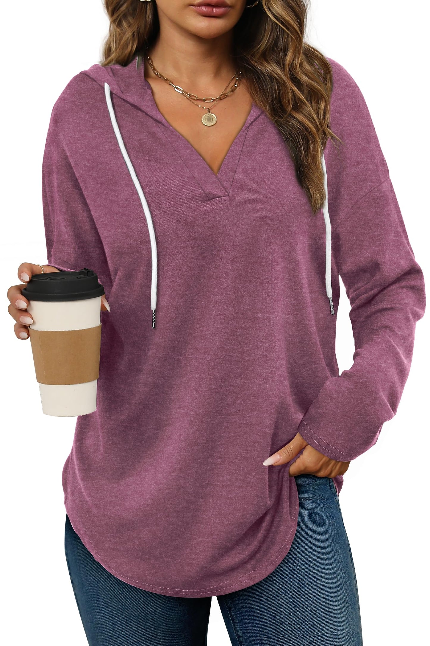 Bofell Womens Fashion Tops Hoodies for Women Pullover Oversized Sweatshirts Long SLeeve Shirts Loose Fit