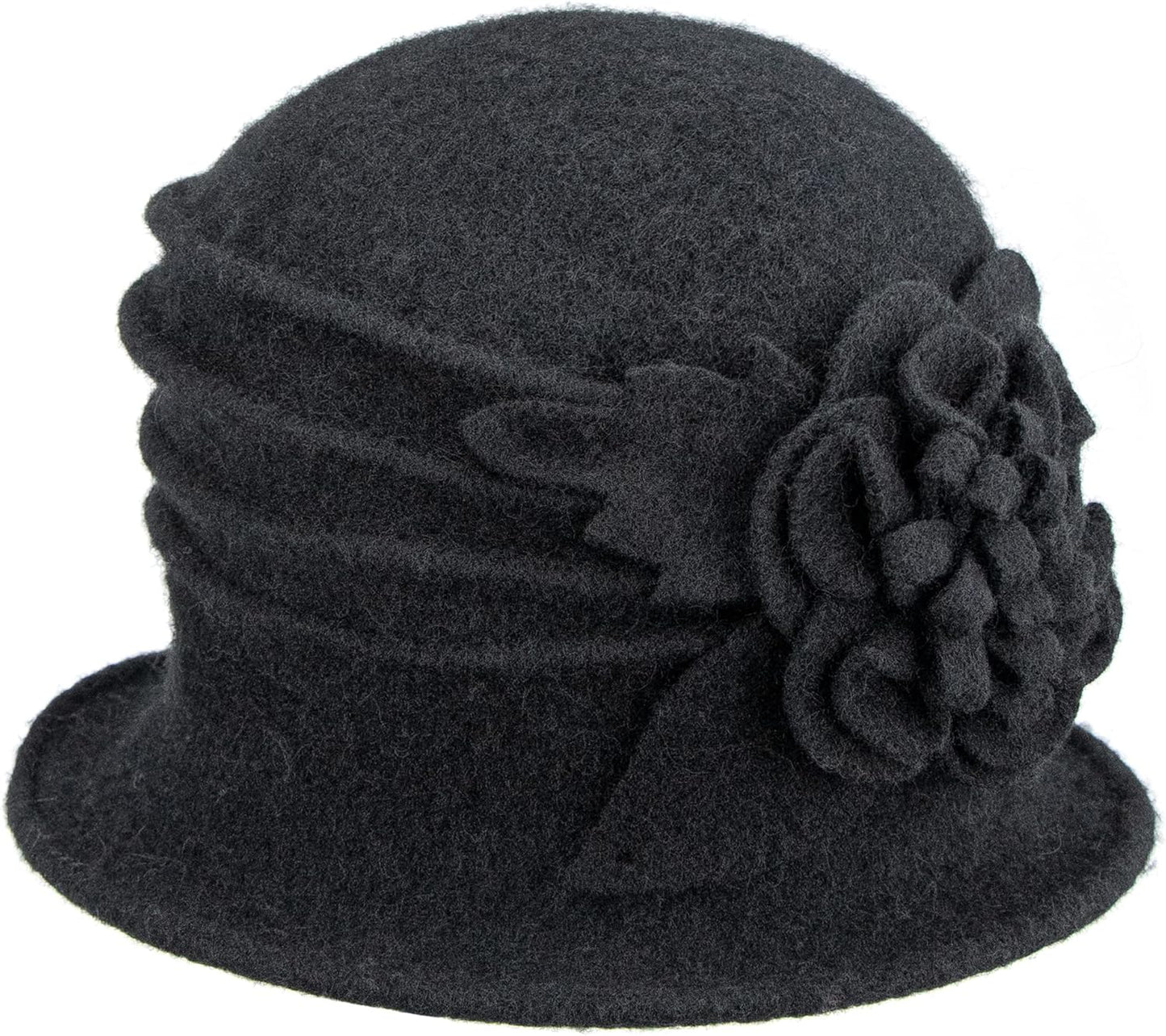 Round Cloche Hat for Women Vintage Wool 1920s Cloche Winter Hat