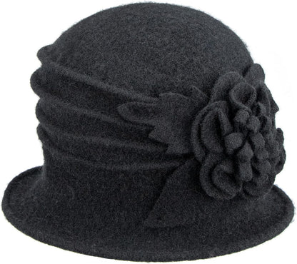 Round Cloche Hat for Women Vintage Wool 1920s Cloche Winter Hat