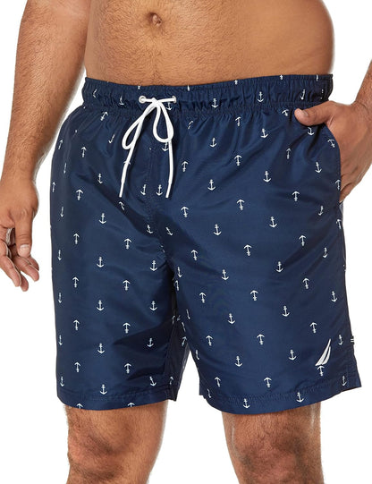 Nautica Men's Standard Quick Dry All Over Classic Anchor Print Swim Trunk