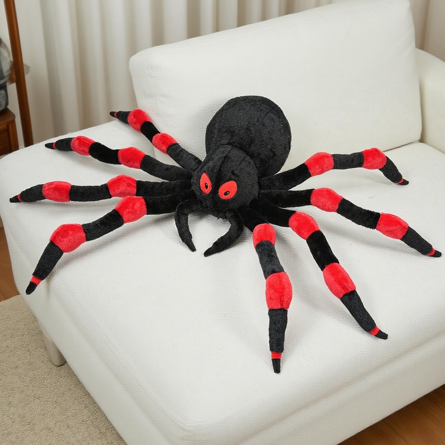 Halloween Spider Plush - 34.6 Inch Large Black Soft Spider Pillow Stuffed Animal for Halloween Decor, Party Scary Props, Prank Birthday Gifts for Kids and Adults
