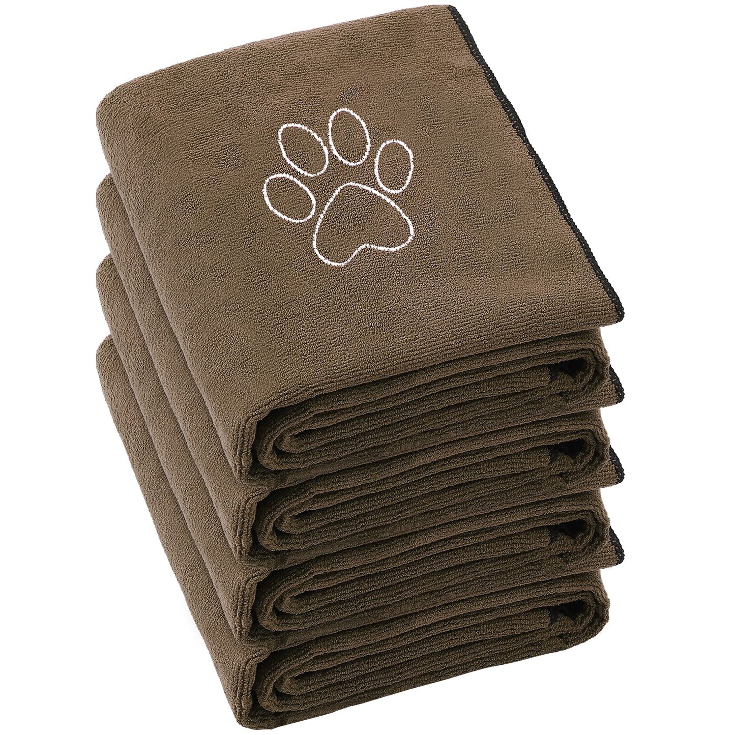Chumia 4 Pack Dog Towels for Drying Large Microfiber Grooming Tools Absorbent Soft Bath Supplies with Embroidered Paw for Small Medium Pet Products(16 x 32 Inch,Blue)
